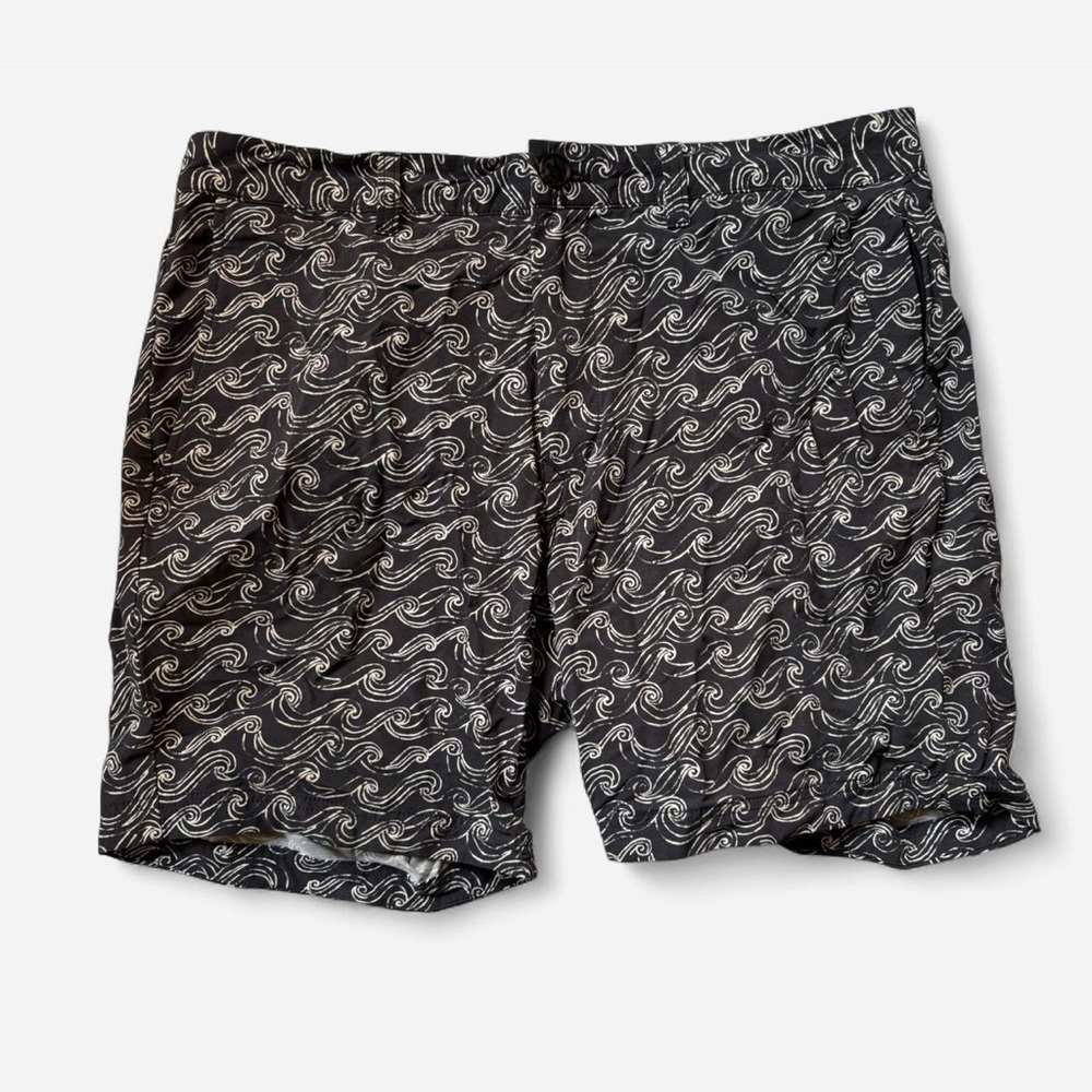 Bonobos Dark Navy and White Wave Pattern Hybrid Shorts